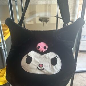 Sanrio Black and Pink Kuromi Plush Bag